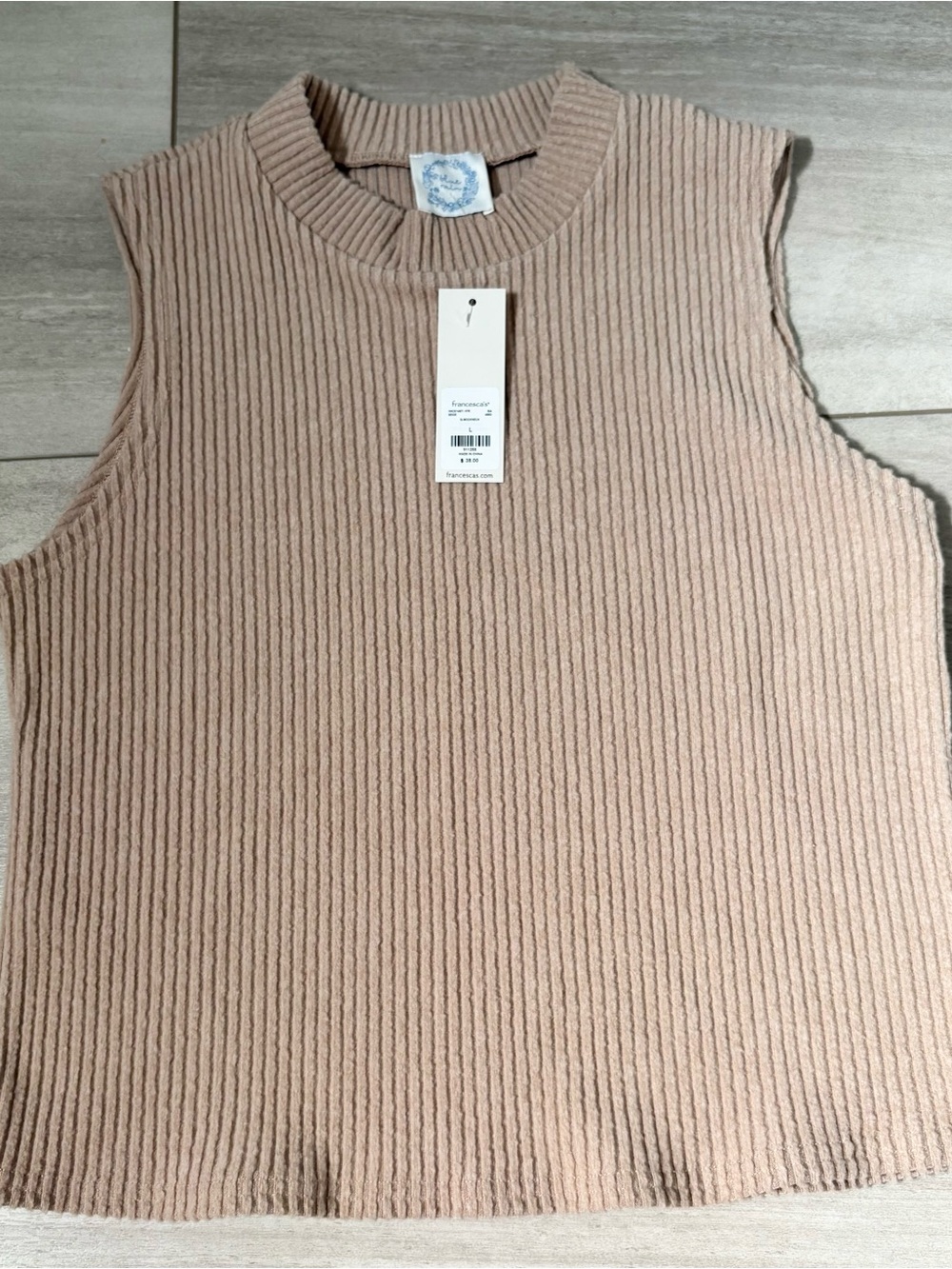 Francesca's Collections Ribbed Sleeveless Tank Top - Light Taupe